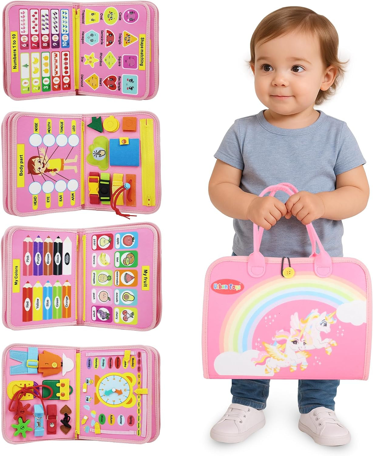 Montessori Busy Board, Toddler Activity Book, Learning Toys 3+