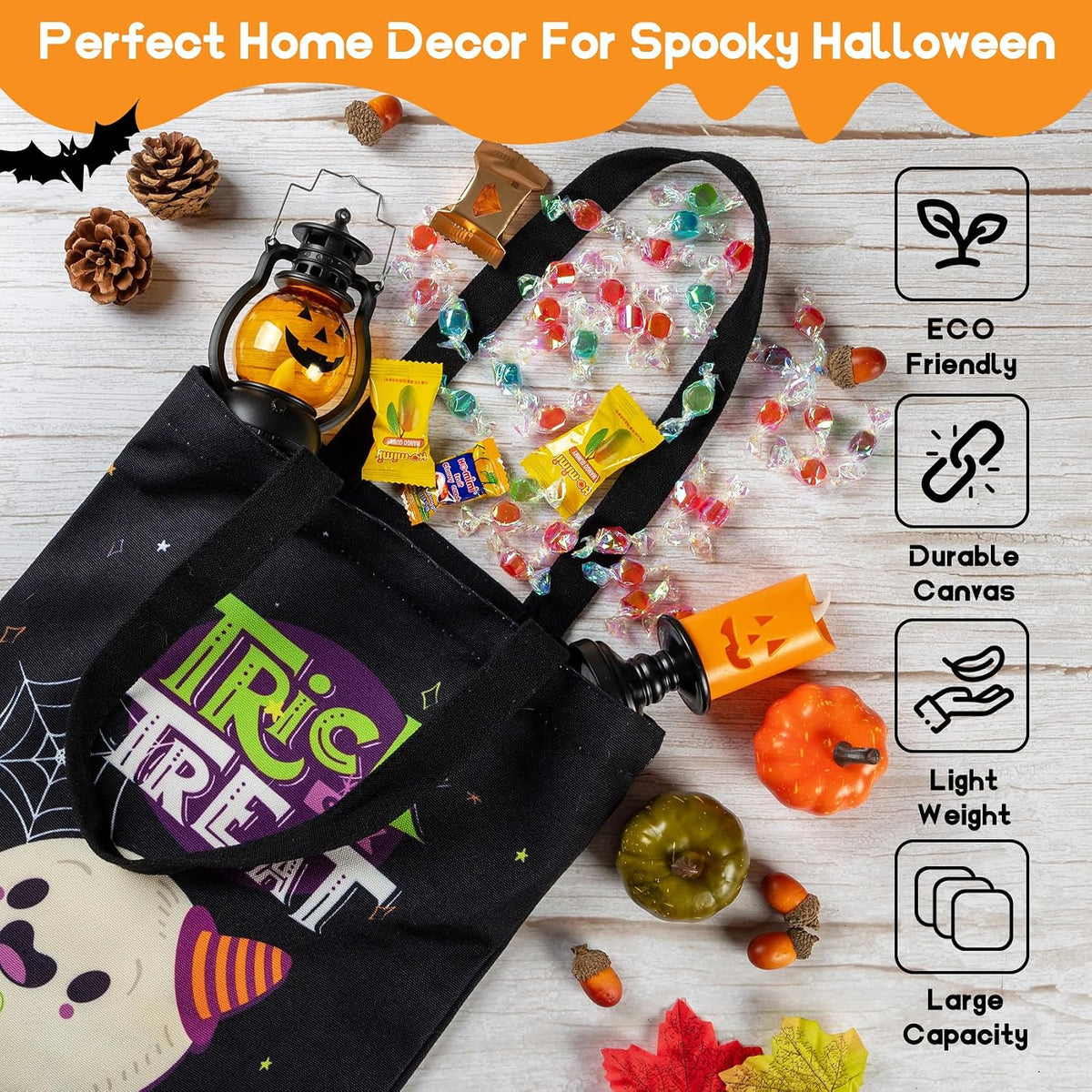 Halloween Trick or Treat Tote Bag 15.7"