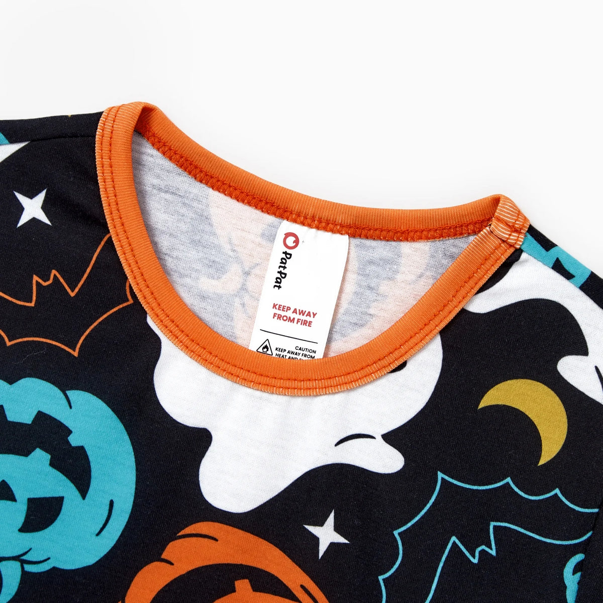 Halloween Pajamas Kids Girls Boys Family Matching Ghost and Pumpkin Allover Print Short Sleeve Top & Pants Pj Sets, Black, 6-7 Years