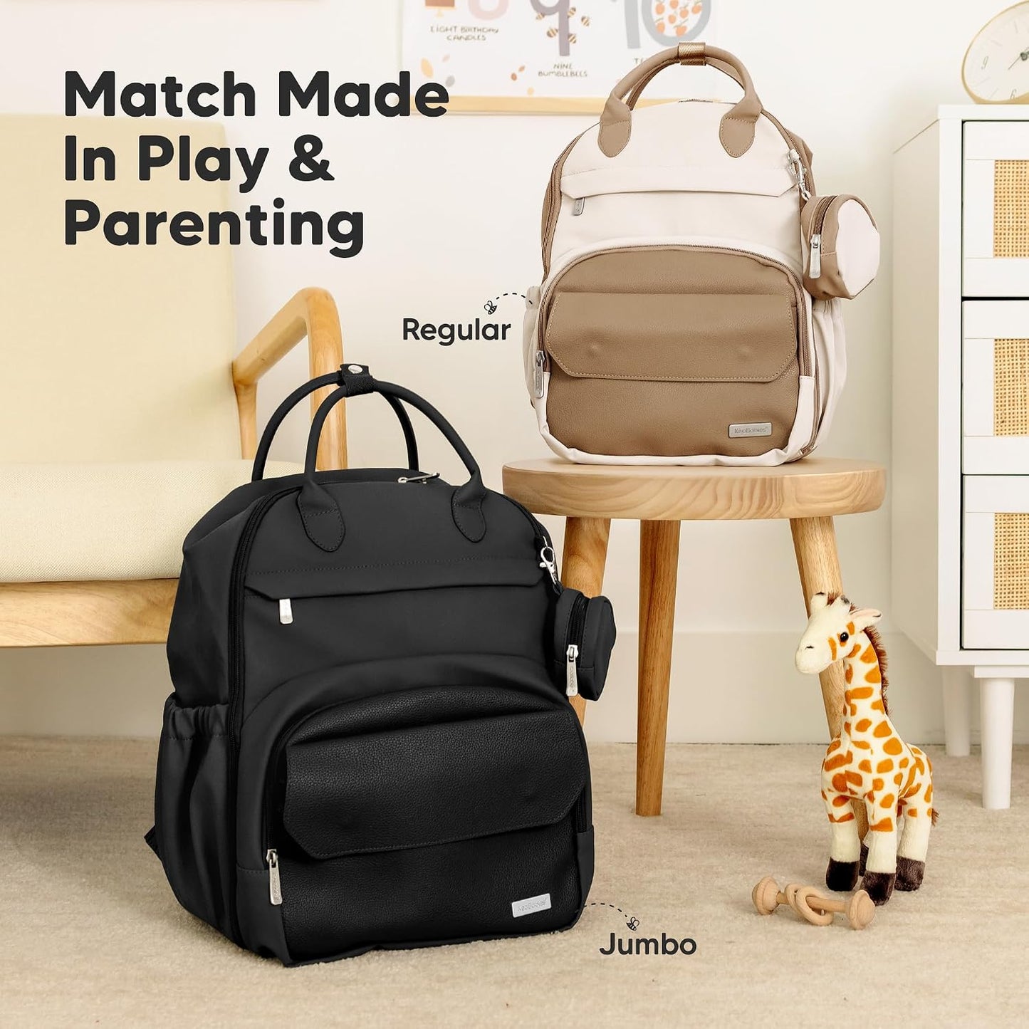 Diaper Bag Backpack, Travel Diaper Back Packs (Trendy Black, J)