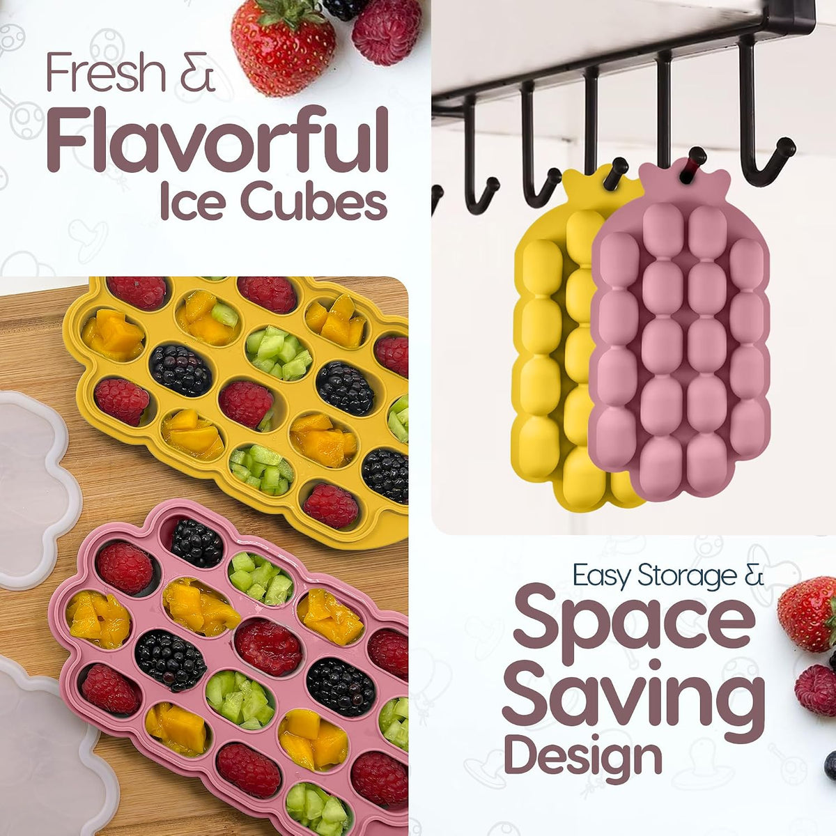 O’Doe Baby Food Freezer Trays | Bpa-Free, Food-Grade Silicone Freezer Molds with 2 Trays(18 Holes) | Silicone Freezer Trays with Lid and Baby Food Freezer Tray for Baby Food Storage Containers Freezer