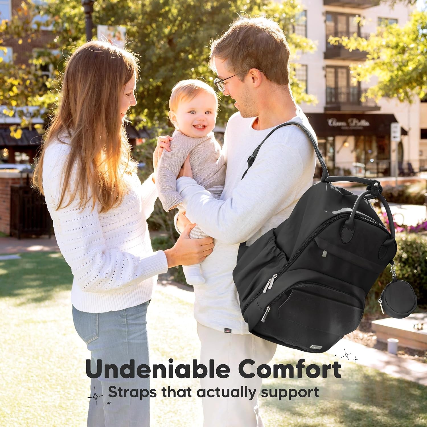 Diaper Bag Backpack, Travel Diaper Back Packs (Trendy Black, J)