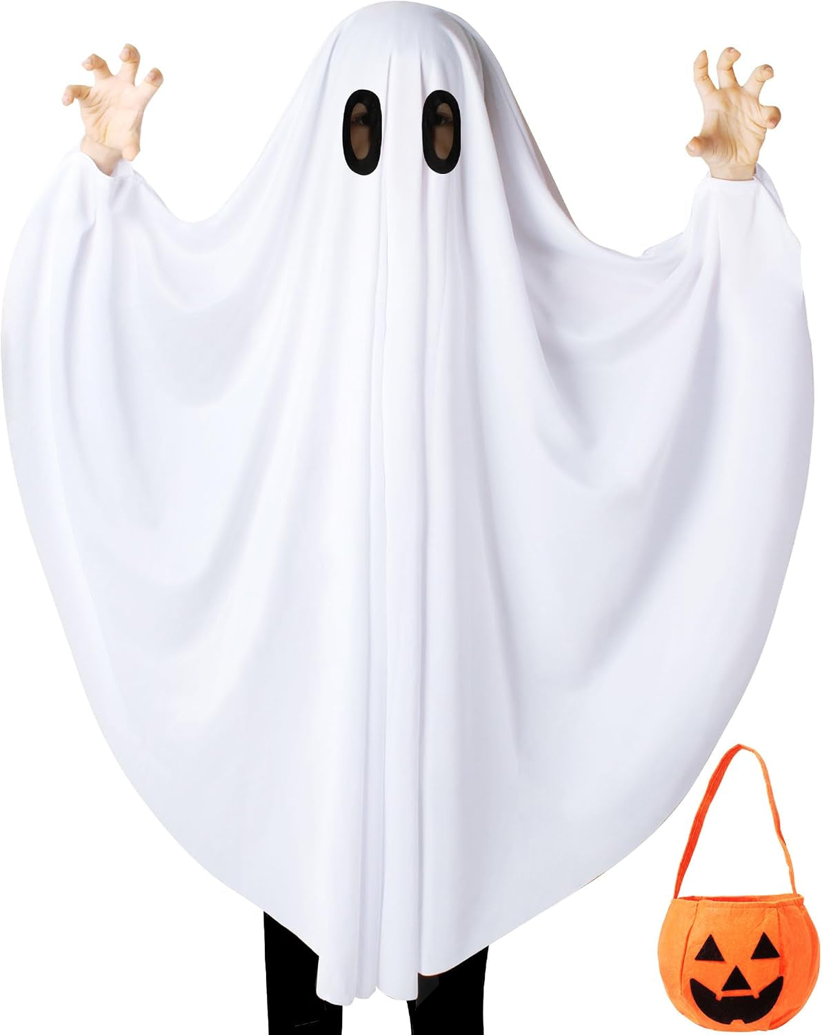 Ghost Costume for Kids, Toddler Ghost Costume with Pumpkin Bag