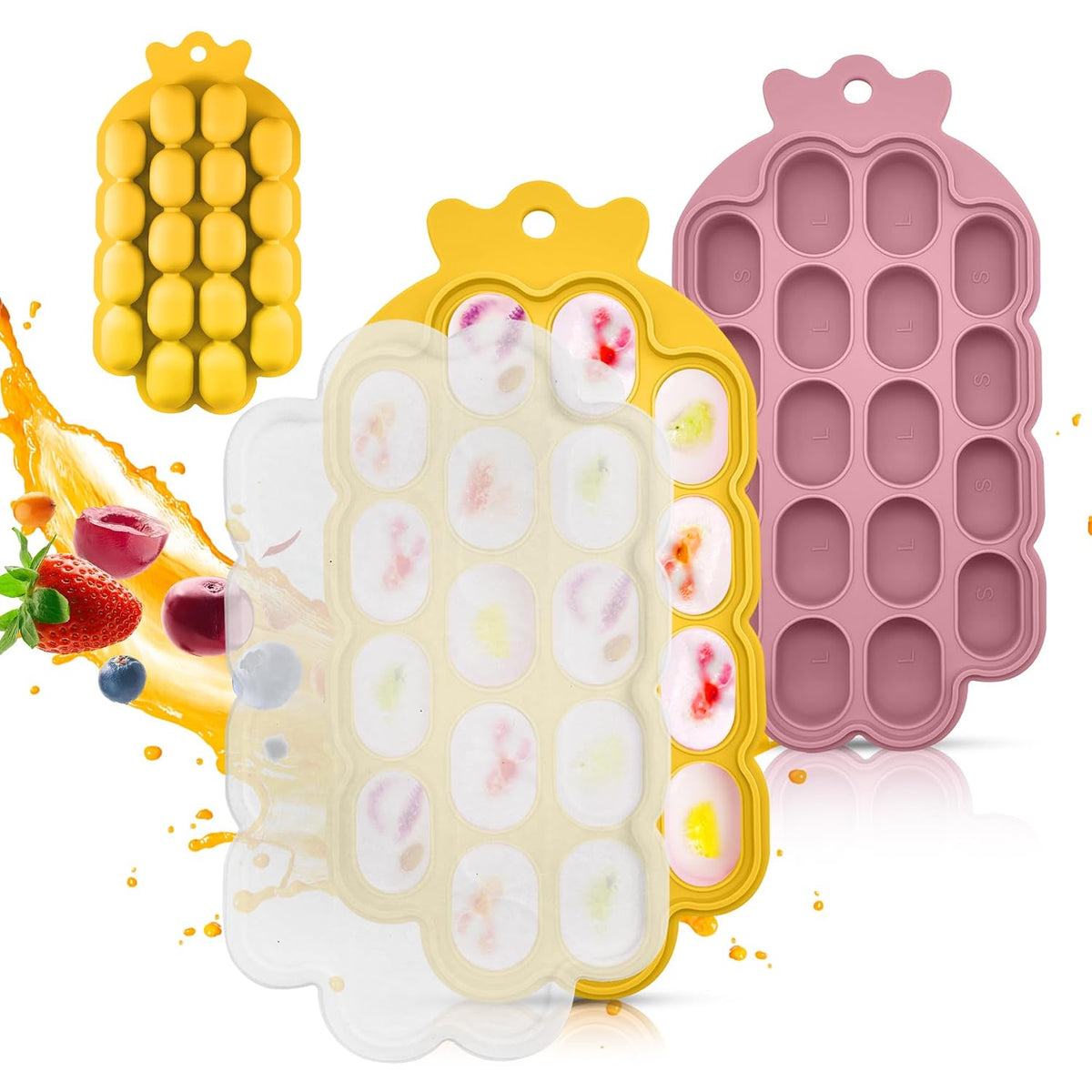 O’Doe Baby Food Freezer Trays | Bpa-Free, Food-Grade Silicone Freezer Molds with 2 Trays(18 Holes) | Silicone Freezer Trays with Lid and Baby Food Freezer Tray for Baby Food Storage Containers Freezer