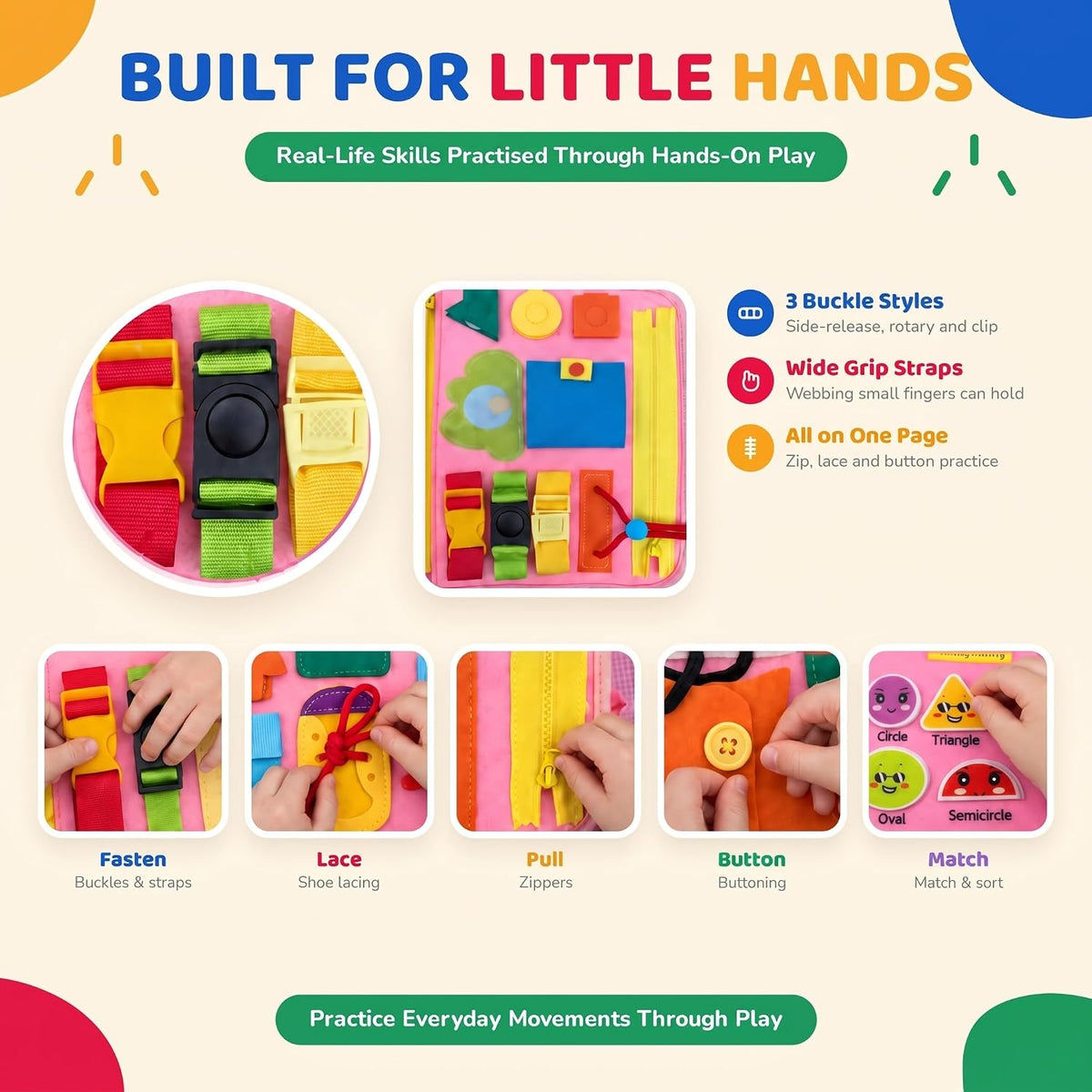 Montessori Busy Board, Toddler Activity Book, Learning Toys 3+