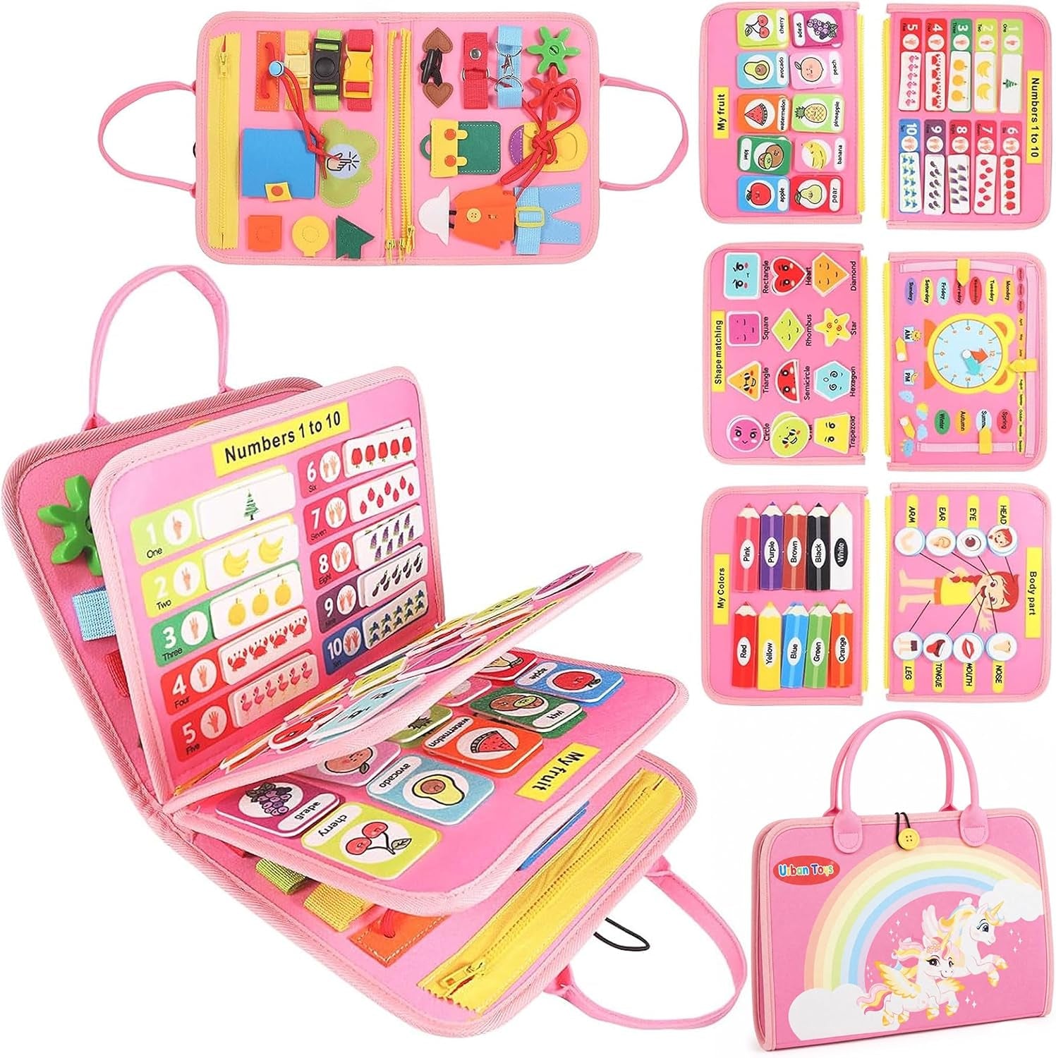 Montessori Busy Board, Toddler Activity Book, Learning Toys 3+