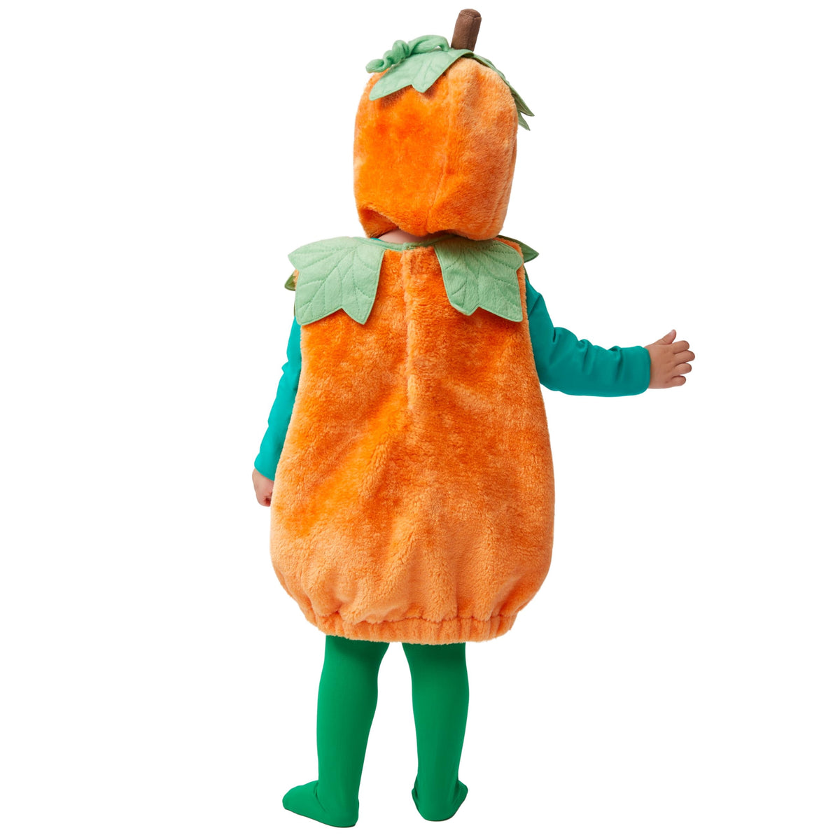 Halloween Pumpkin Costume for Infant, Pumpkin Costume with Plush Green Leaves, Halloween Party Dress up Costume 18-24 Months