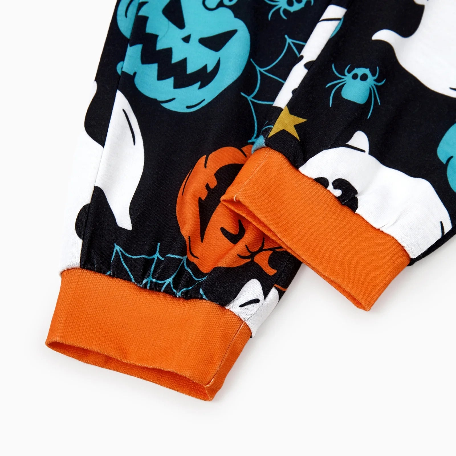 Halloween Pajamas Kids Girls Boys Family Matching Ghost and Pumpkin Allover Print Short Sleeve Top & Pants Pj Sets, Black, 6-7 Years