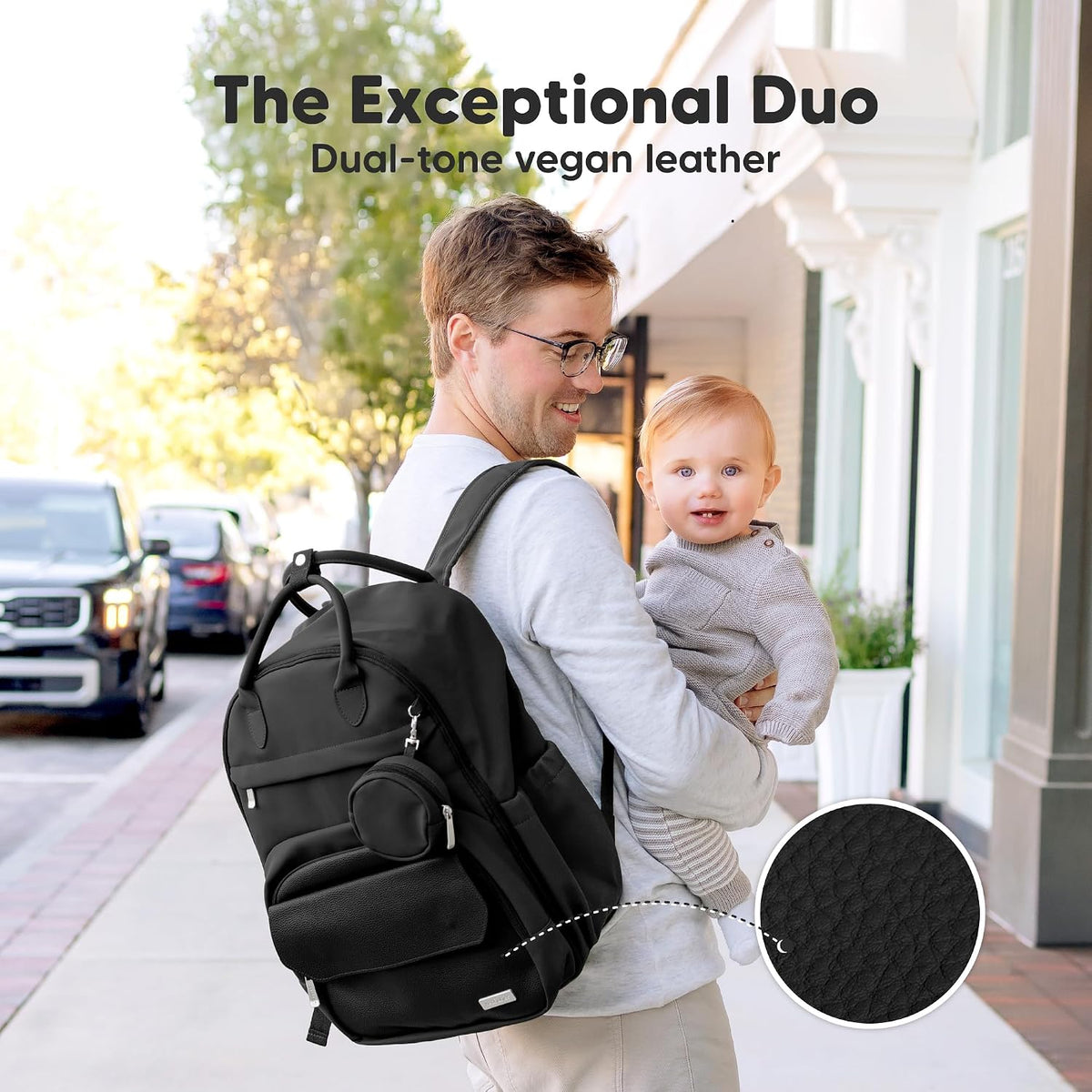 Diaper Bag Backpack, Travel Diaper Back Packs (Trendy Black, J)